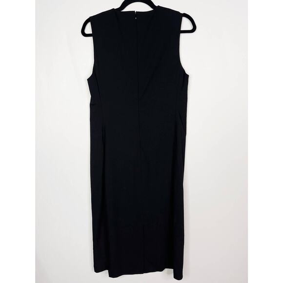 Aritzia Babaton Size 10 Black Wool Stretch Sheath Dress Crew Neck Sleeveless - Picture 2 of 10